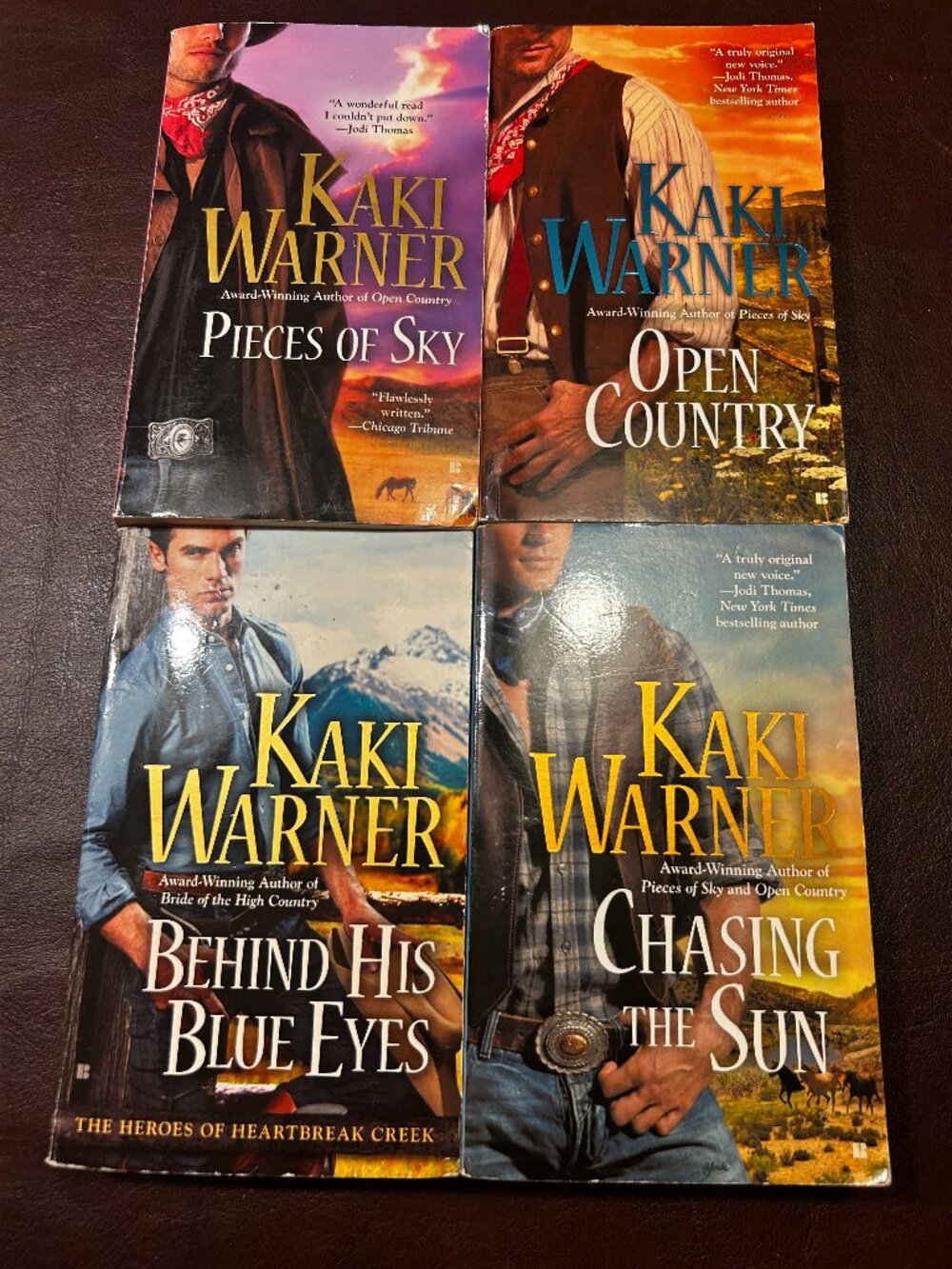 4 Paperback Cowboy Romance Western books by Kaki Warner - Chasing the Sun